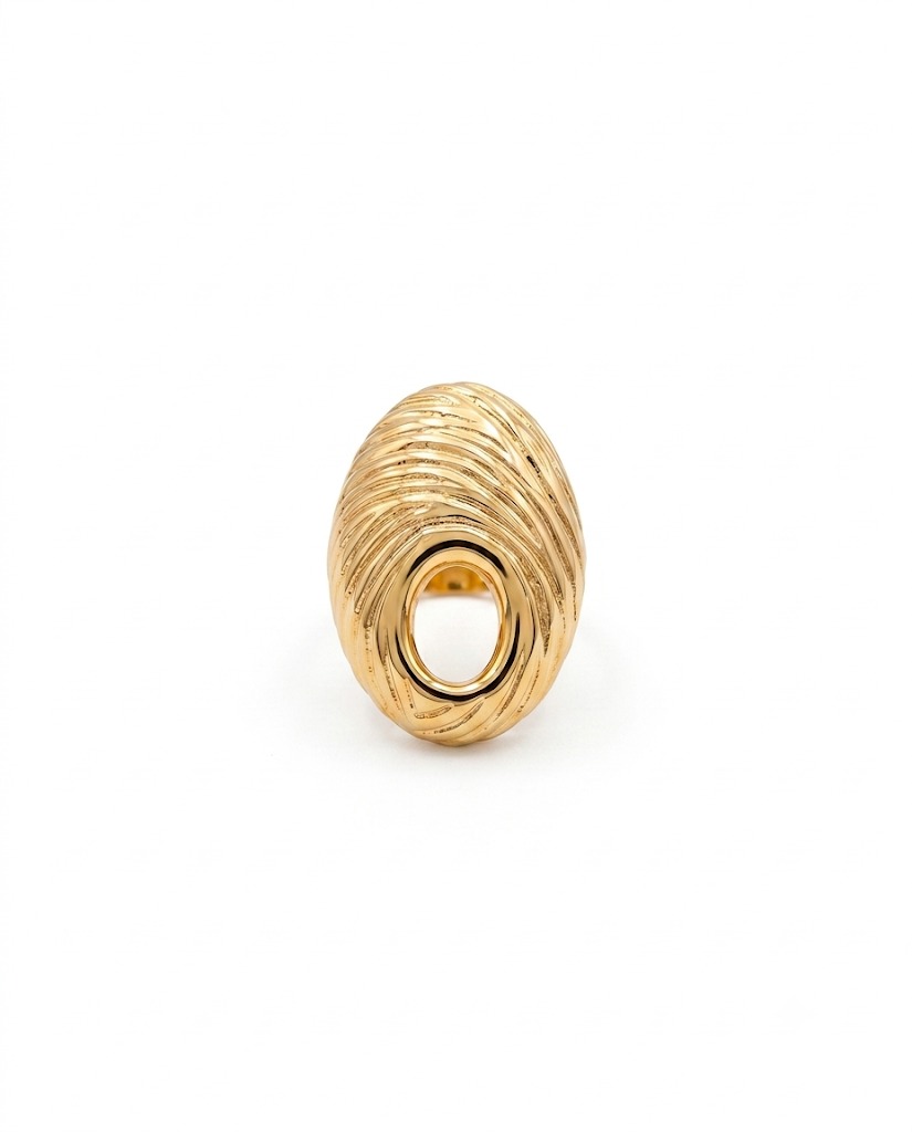 Textured Gold Oval Dome Ring